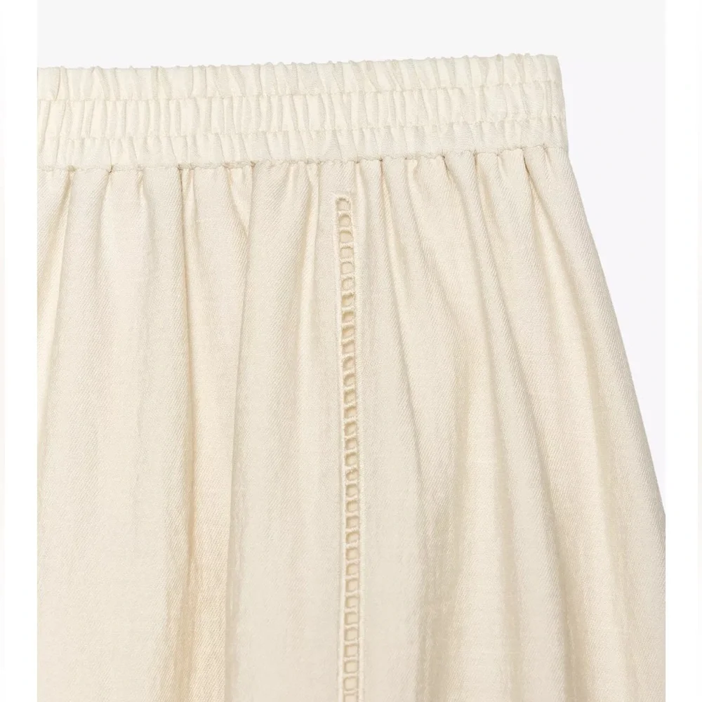 ZARA EMBROIDERED EYELET MIDI SKIRT - Picture 8 of 12